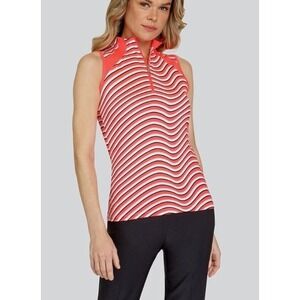 Tail Womens Funnel Chest Golf Top Focus Pink Coral White Black XS Pickleball $55